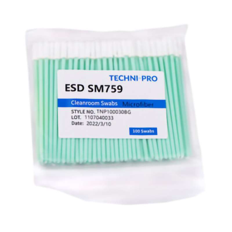 Cleanroom ESD Micro Polyester Knit Swab, Static Dissipative Handle, 100/Bg